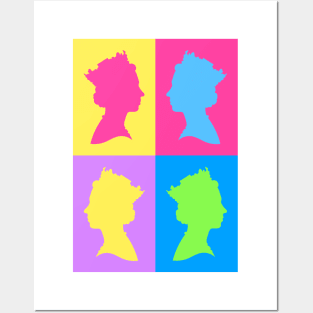 Colourful Queen Silhouette Portrait Pattern Posters and Art